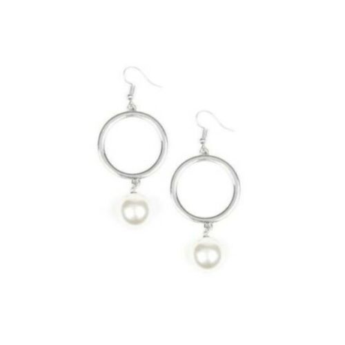 Grand Central Chic - White Dangle Earrings