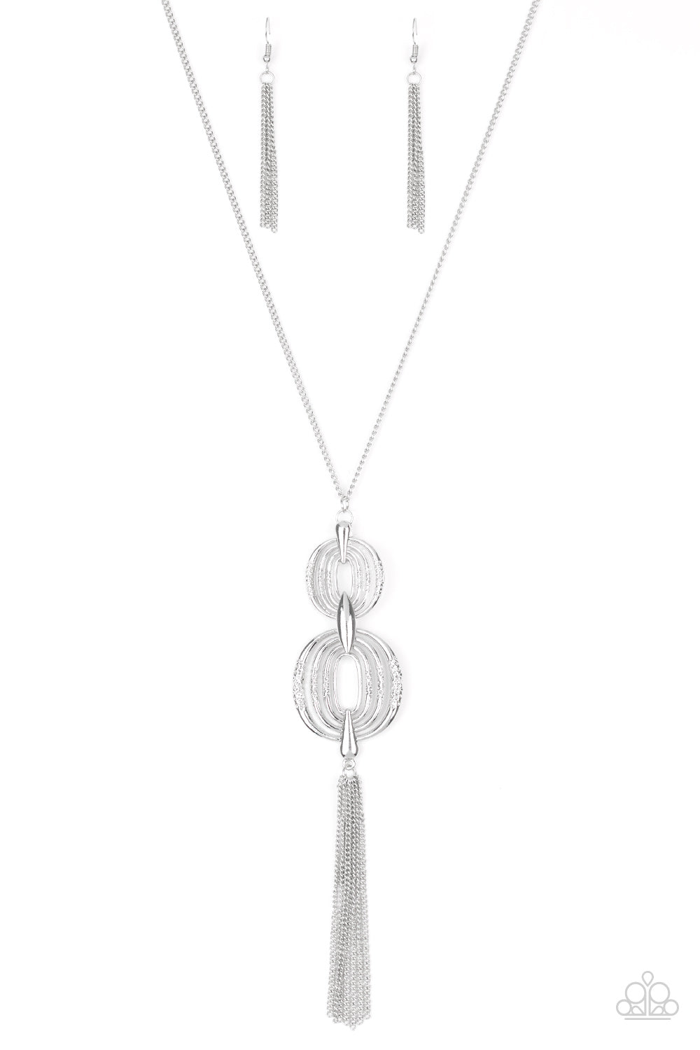 Timelessly Tasseled - Silver Necklace Set