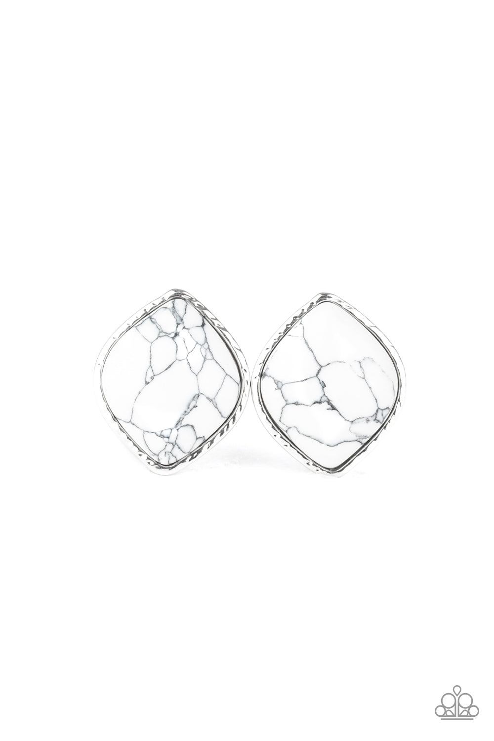 Marble Marvel - White Earrings