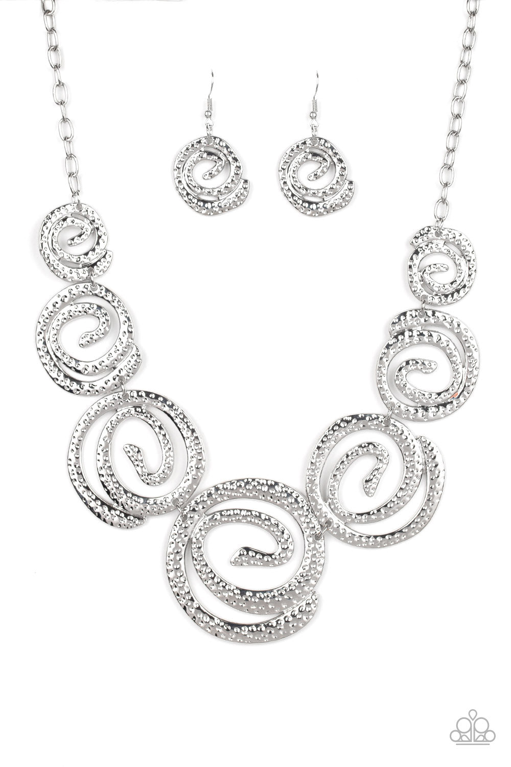 Statement Swirl - Silver Necklace Set
