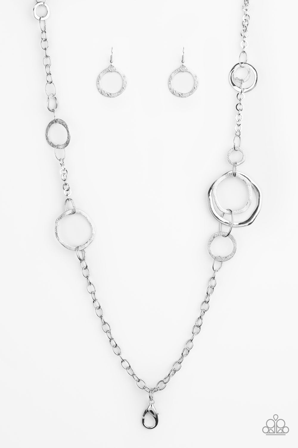 Amped Up Metallics - Silver Lanyard Necklace Set
