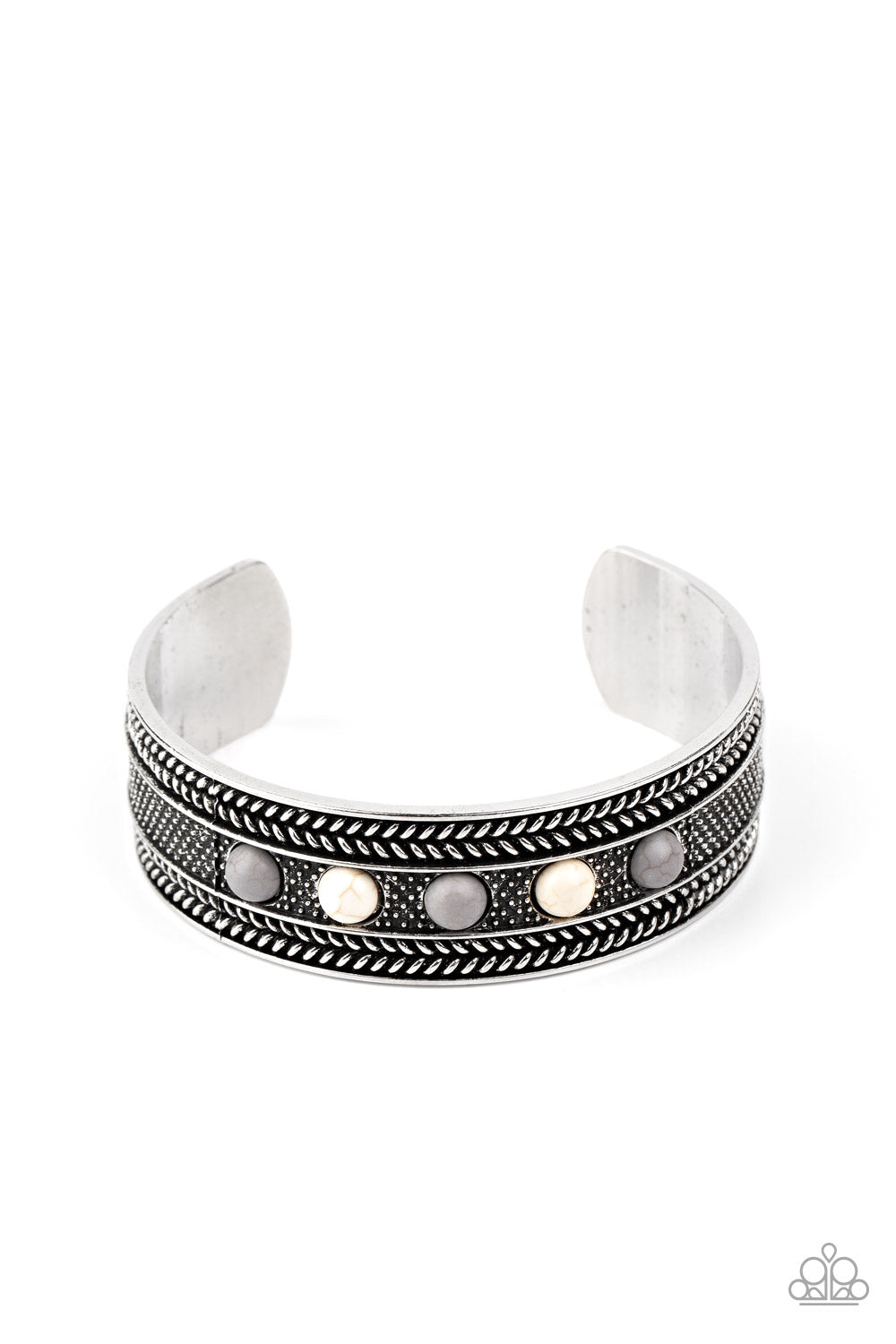 Quarry Quake - White and Silver Bracelet