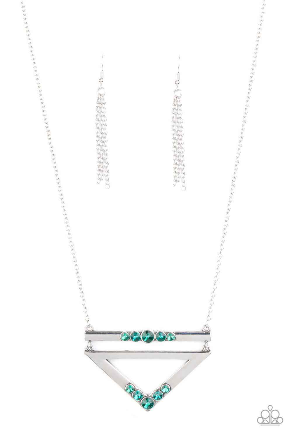 Triangulated Twinkle - Green Necklace Set