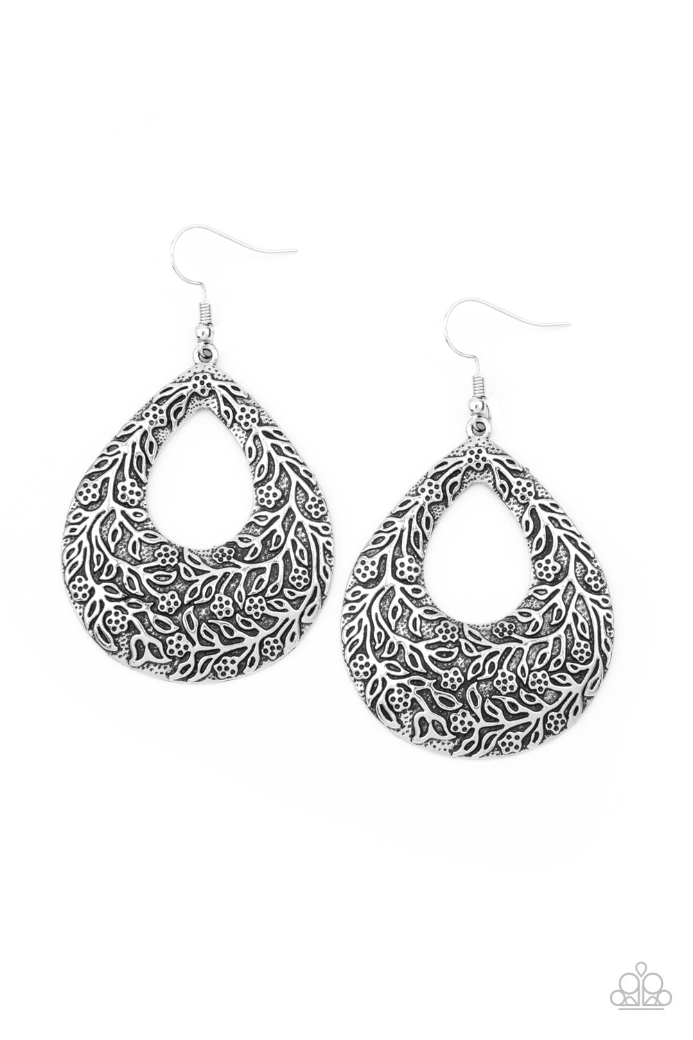 Flirtatiously Flourishing - Silver Earrings