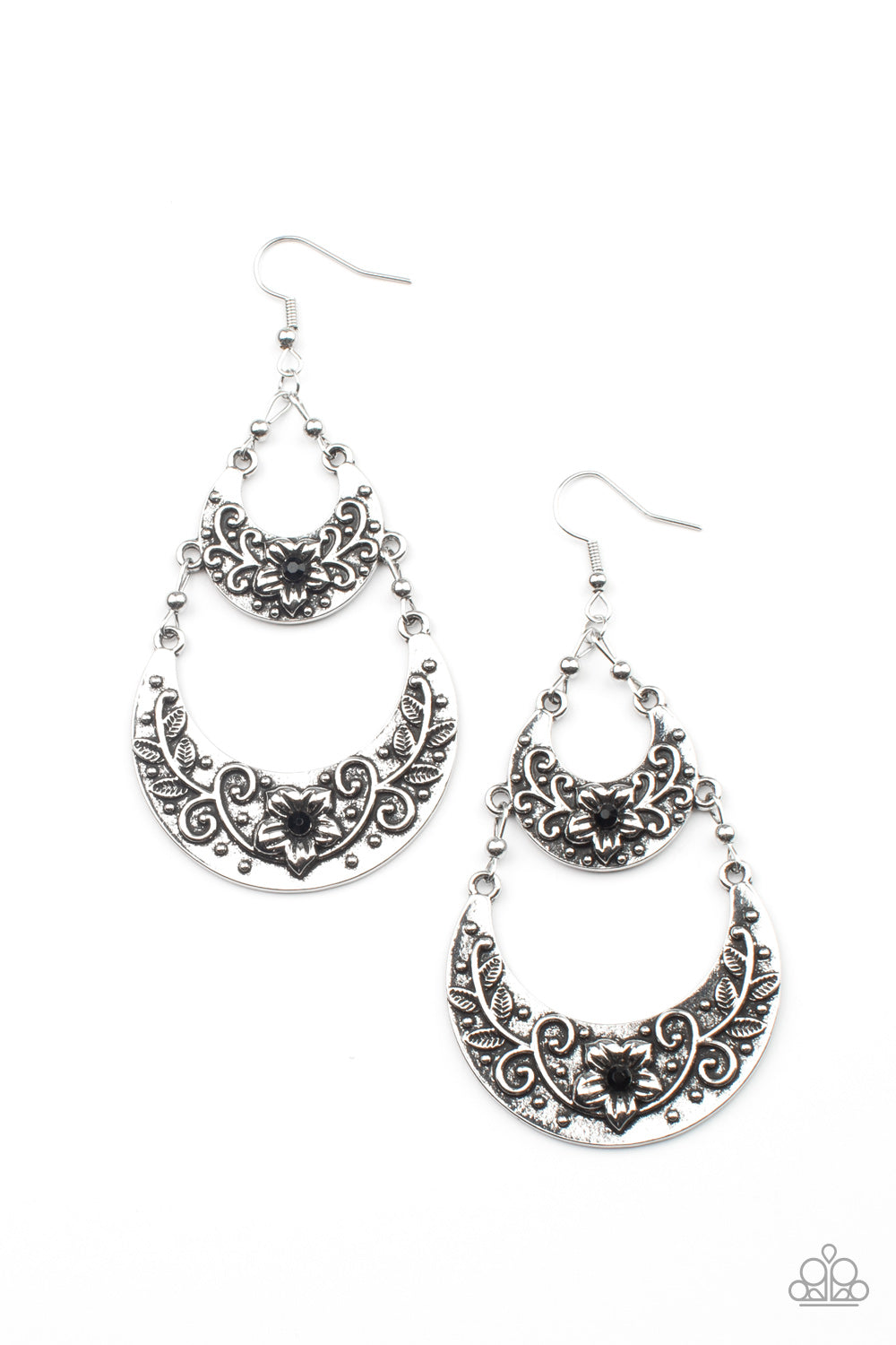 Springtime Gardens - Black Earrings