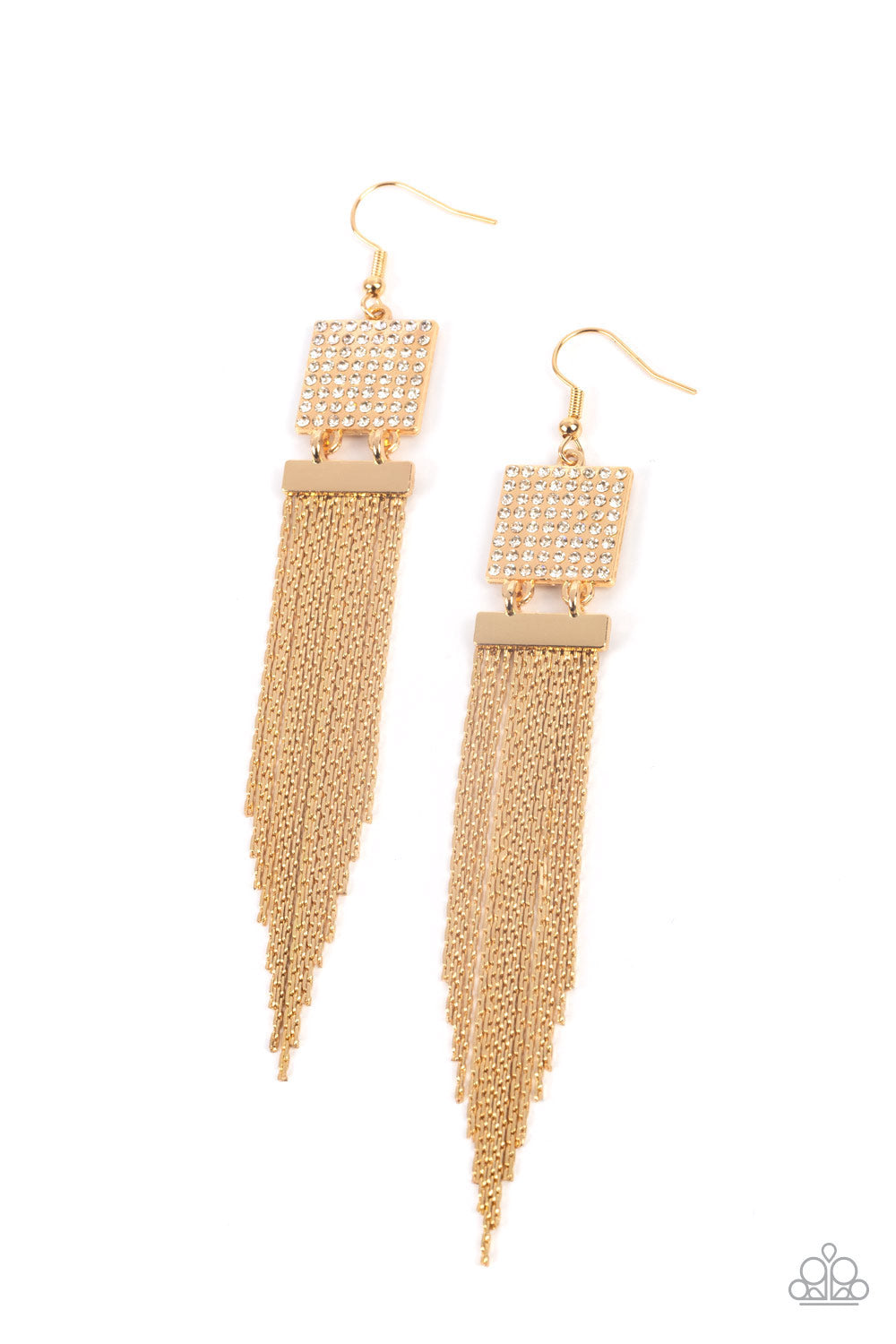 Dramatically Deco - Gold Earrings - Exclusive Life of the Party