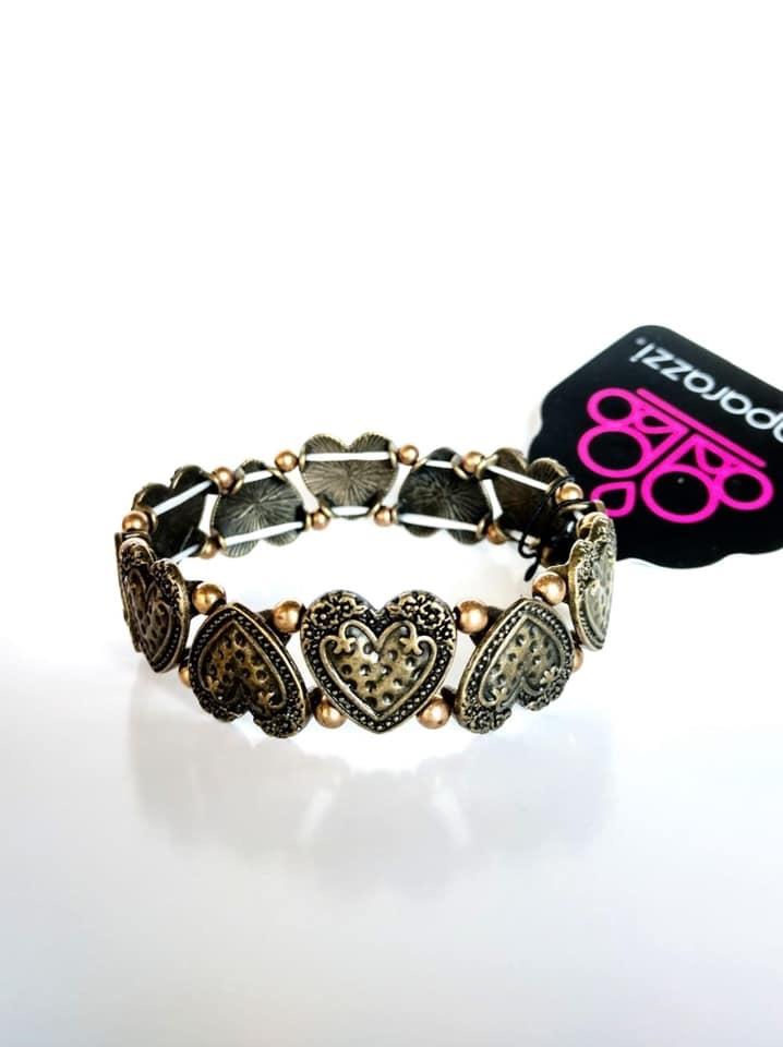 Rustic Heartthrob - Brass Bracelet